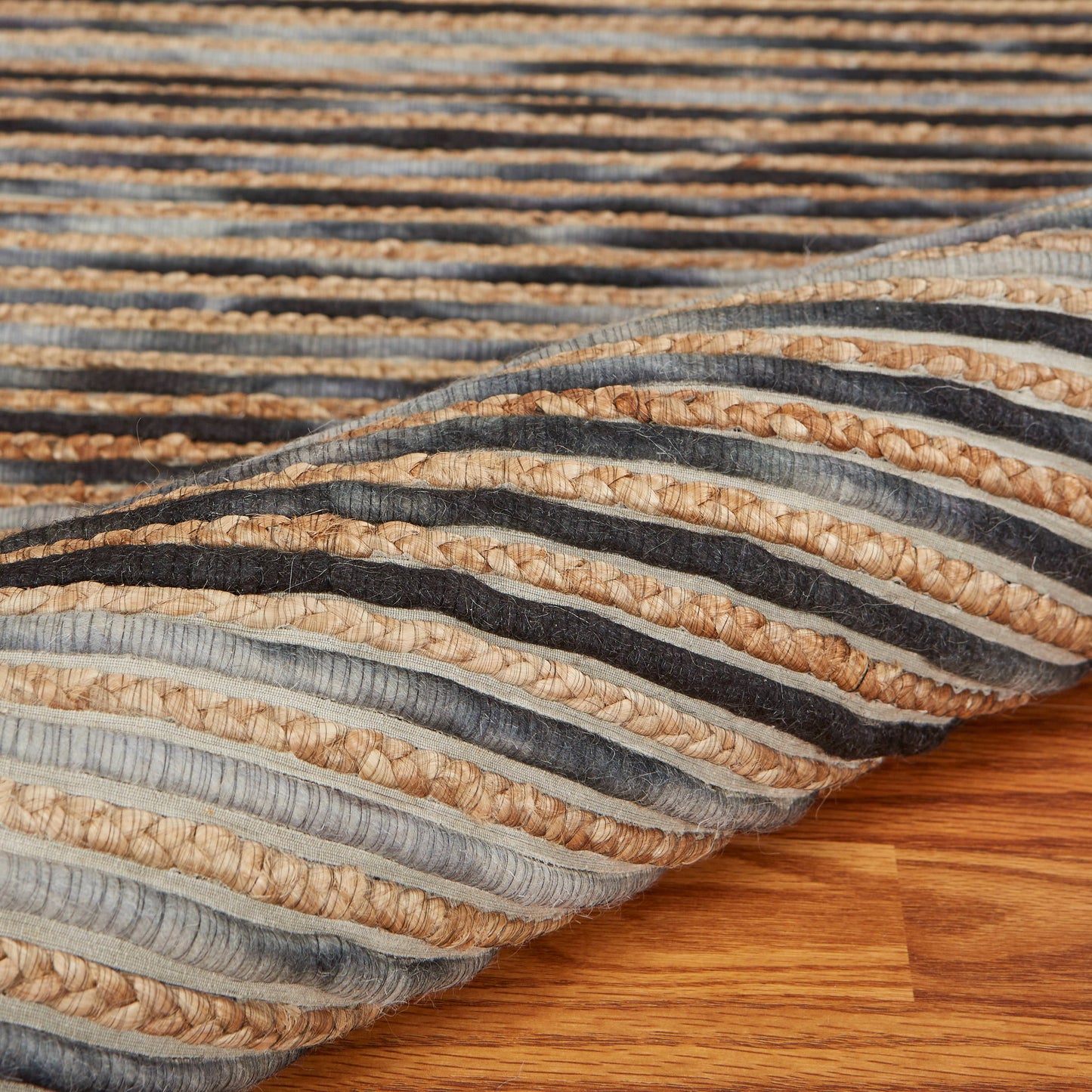 Topanga-81323 Coastal Handmade Charcoal Cotton Indoor Area Rug - LR Home