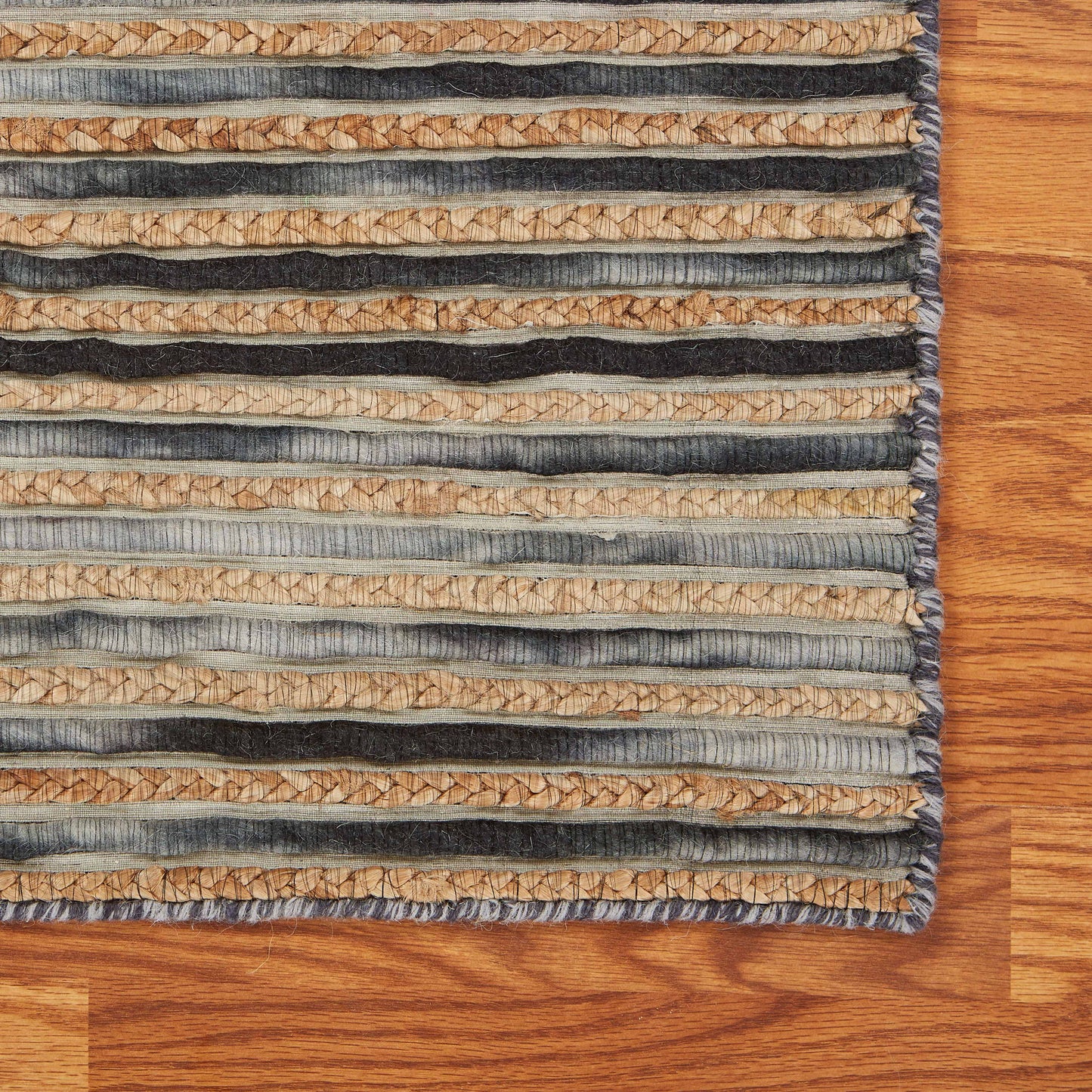 Topanga-81323 Coastal Handmade Charcoal Cotton Indoor Area Rug - LR Home