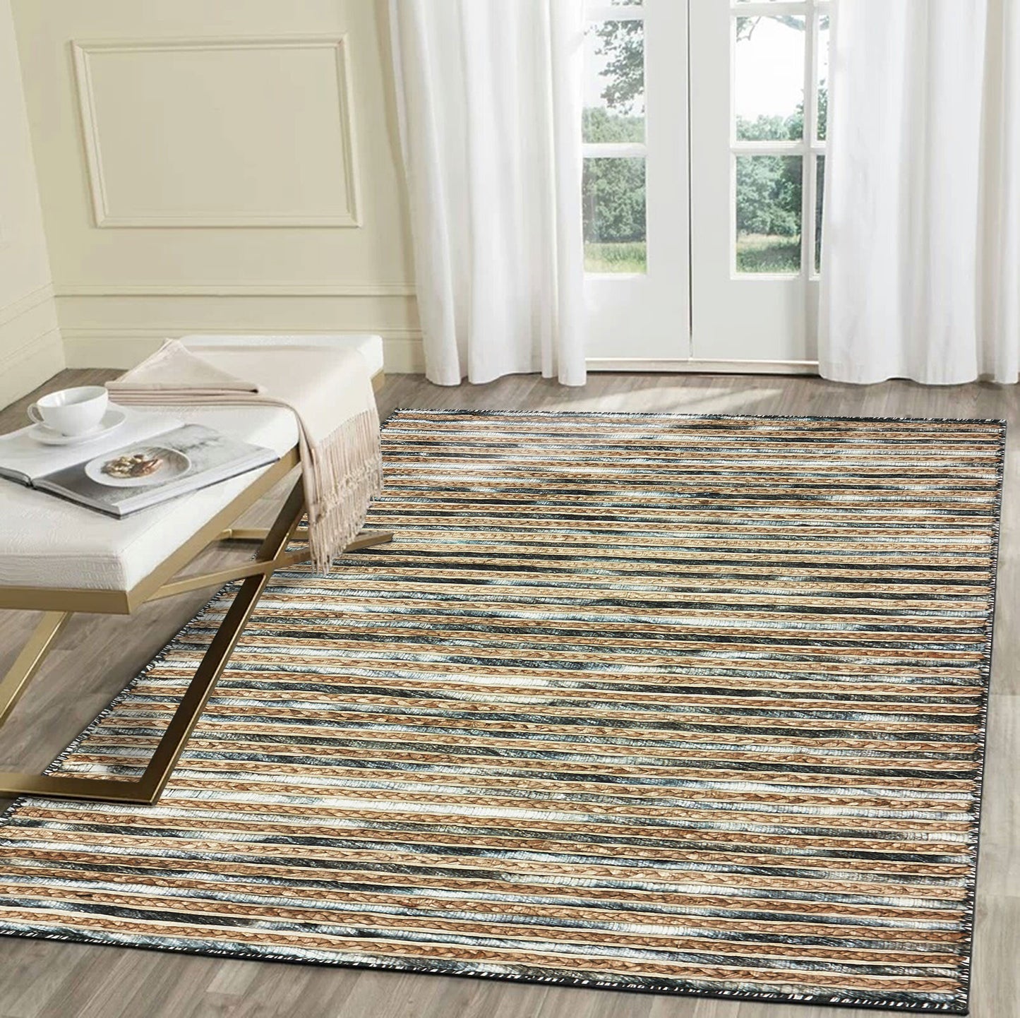 Topanga-81323 Coastal Handmade Charcoal Cotton Indoor Area Rug - LR Home