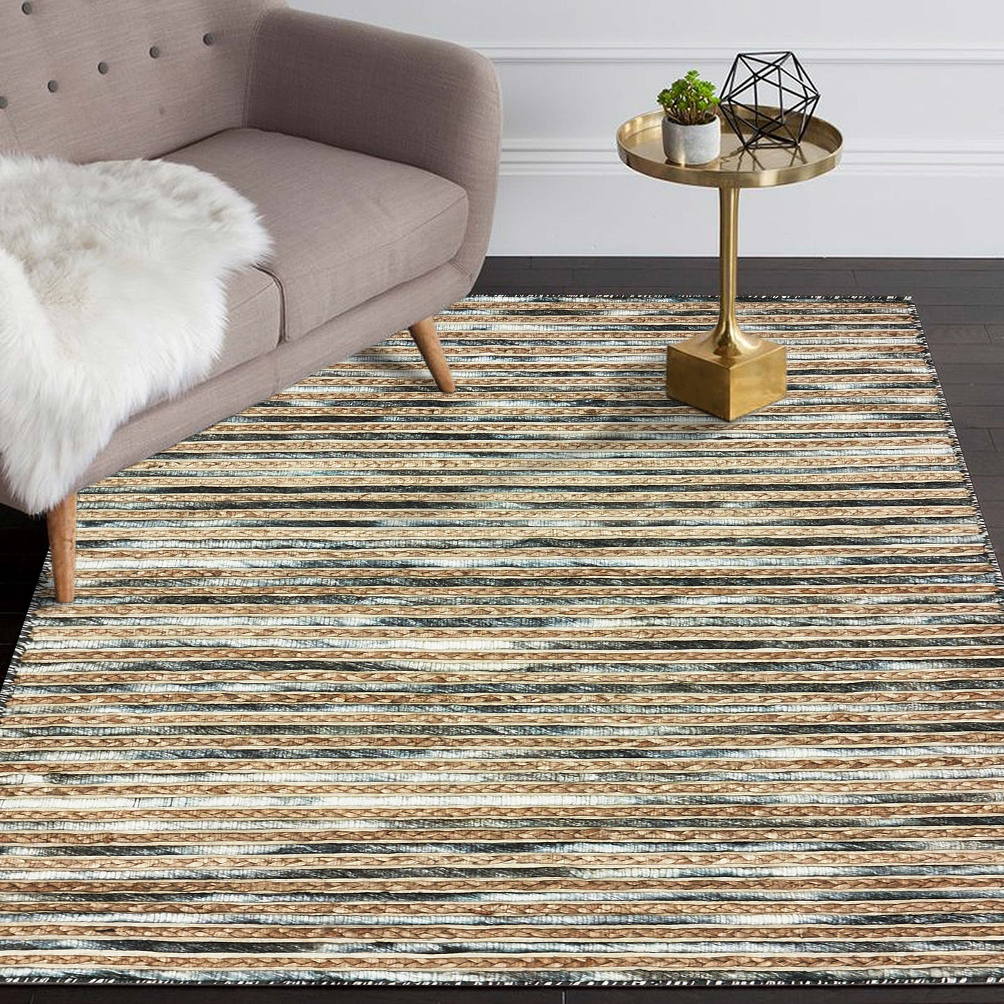 Topanga-81323 Coastal Handmade Charcoal Cotton Indoor Area Rug - LR Home