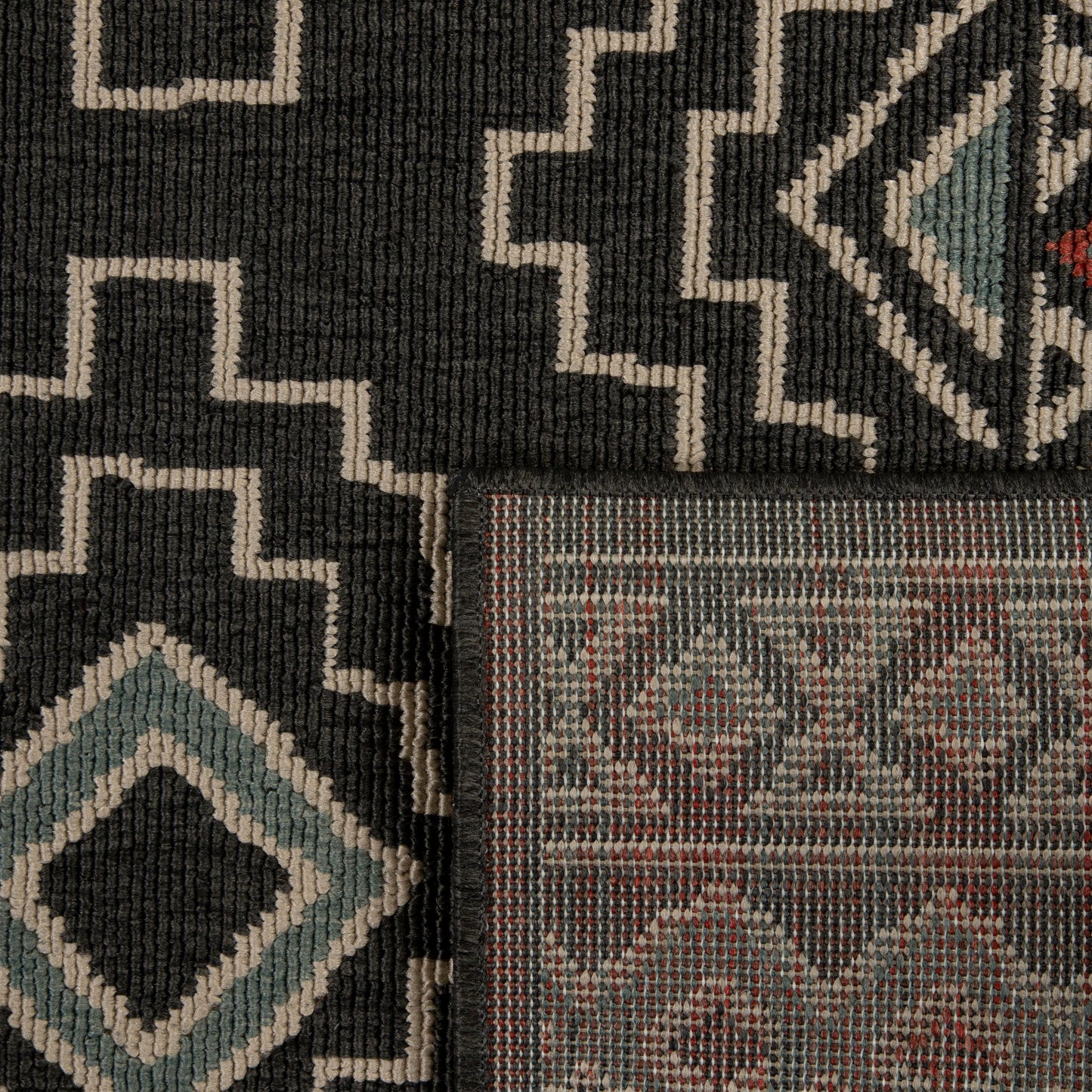 Tribu-82492 Bohemian/Eclectic Power-Loomed Black/Multi Polypropylene Indoor/Outdoor Area Rug - LR Home