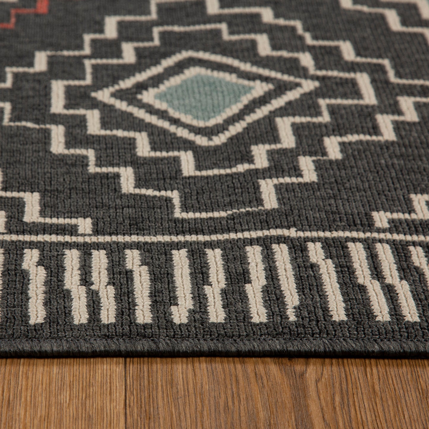TRIBU-82492 Southwestern Machine Made Black/Ivory Polypropylene Indoor/Outdoor Area Rugs - LR Home