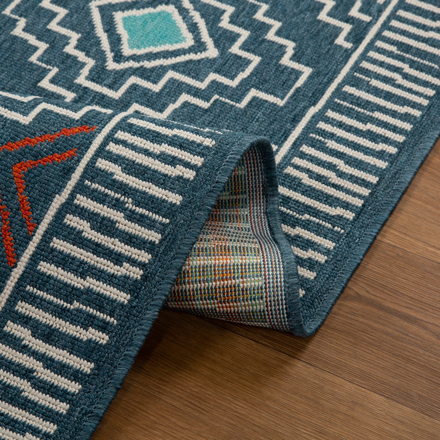 Tribu-82493 Bohemian/Eclectic Power-Loomed Blue/Multi Polypropylene Indoor/Outdoor Area Rug - LR Home
