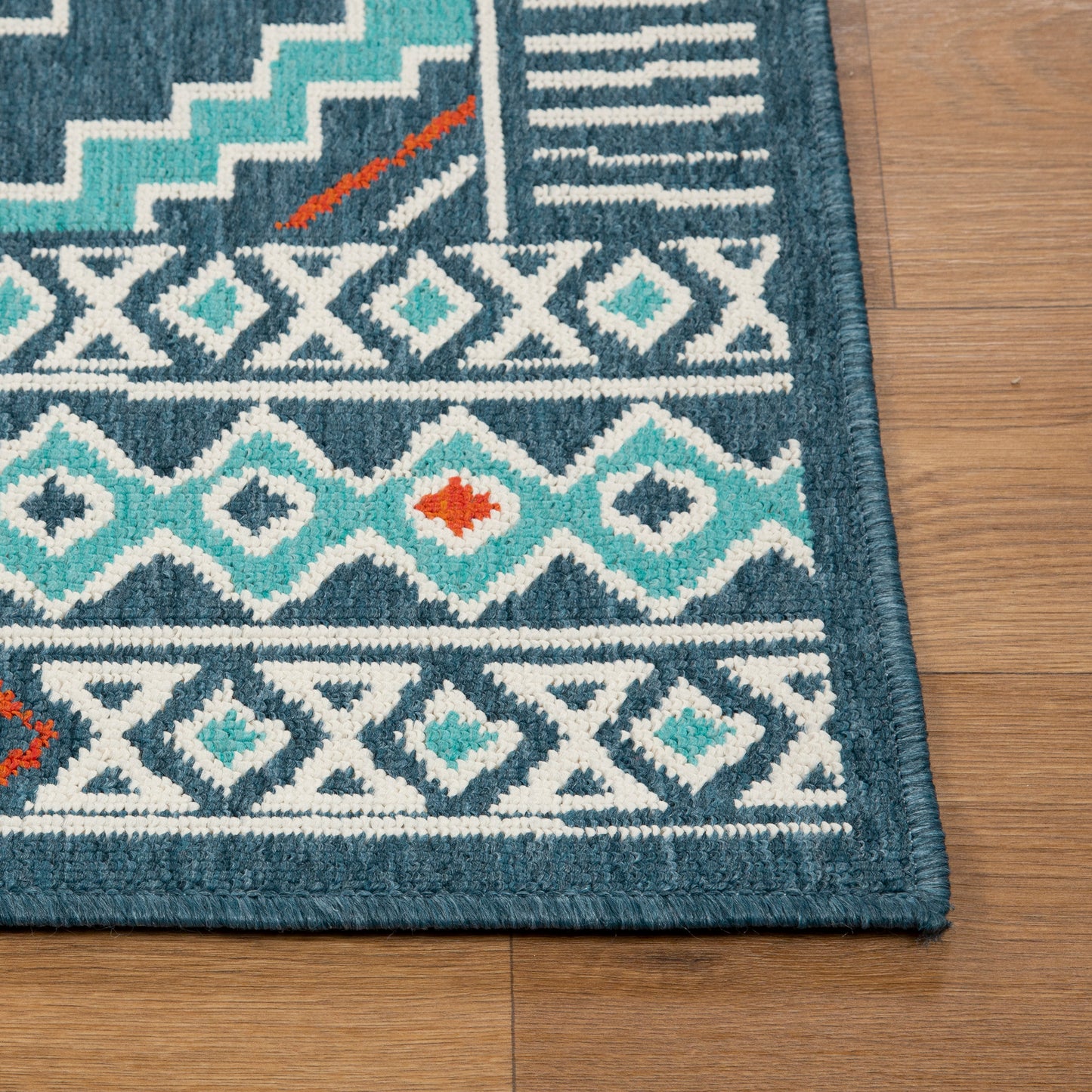 TRIBU-82492 Southwestern Machine Made Navy/Ivory Polypropylene Indoor/Outdoor Area Rugs - LR Home