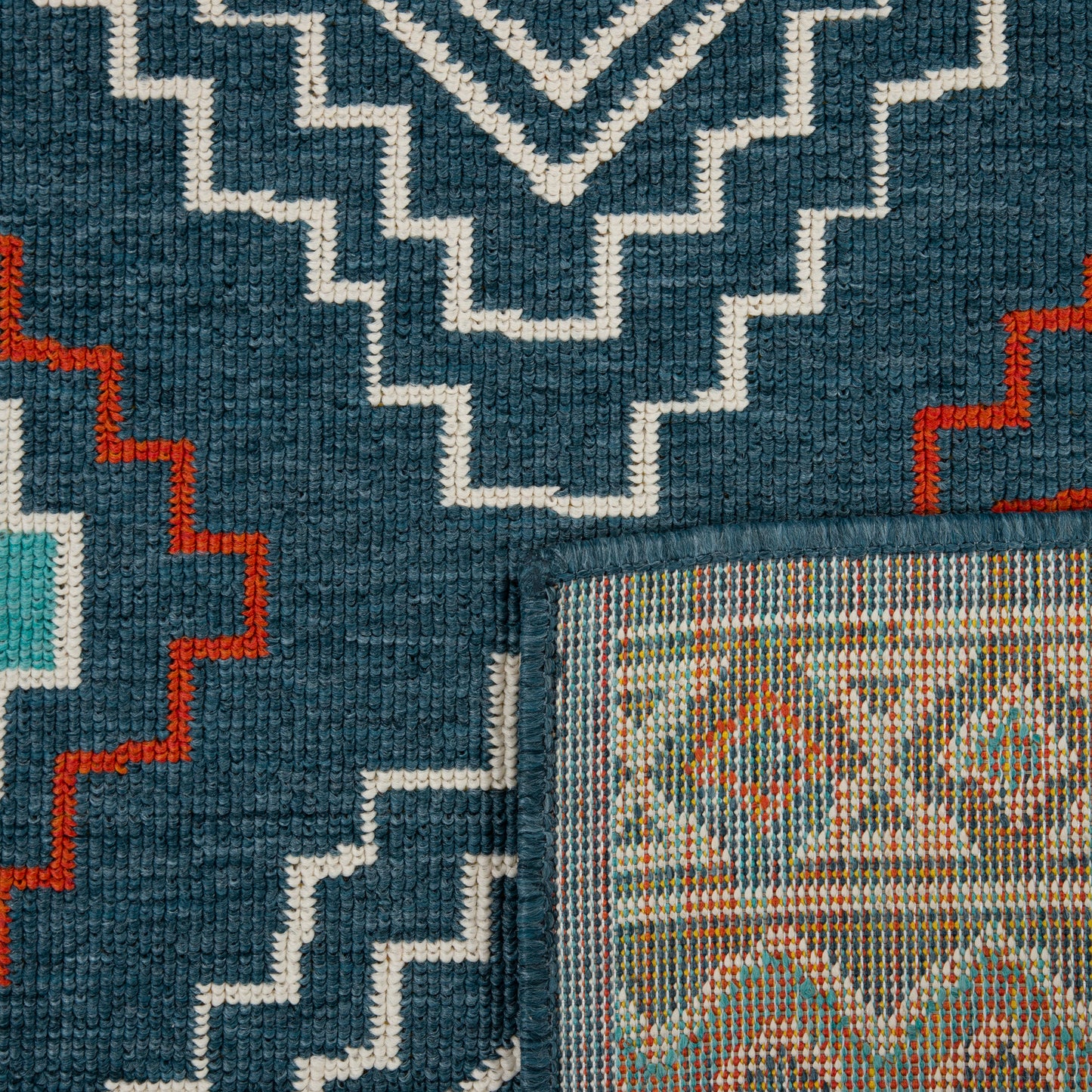 TRIBU-82492 Southwestern Machine Made Navy/Ivory Polypropylene Indoor/Outdoor Area Rugs - LR Home