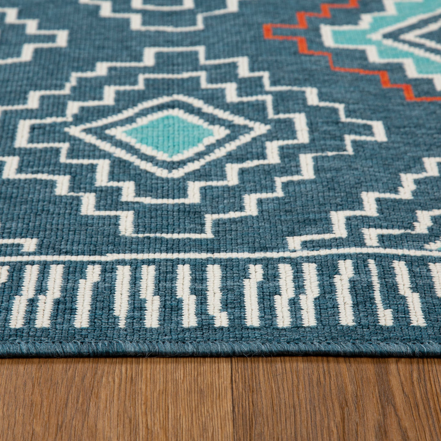 Tribu-82493 Bohemian/Eclectic Power-Loomed Blue/Multi Polypropylene Indoor/Outdoor Area Rug - LR Home
