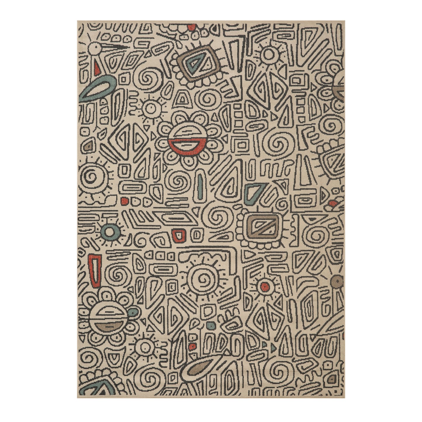 Tribu-82494 Bohemian/Eclectic Power-Loomed Beige/Multi Polypropylene Indoor/Outdoor Area Rug - LR Home