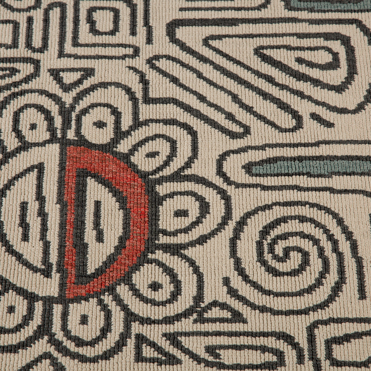 Evette Rios Ivory/Black Bohemian Abstract Polypropylene Indoor/Outdoor Area Rug - color swatch
