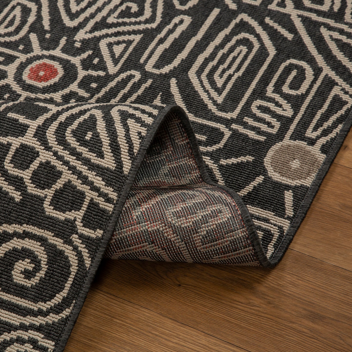 Tribu-82495 Bohemian/Eclectic Power-Loomed Black/Multi Polypropylene Indoor/Outdoor Area Rug - LR Home