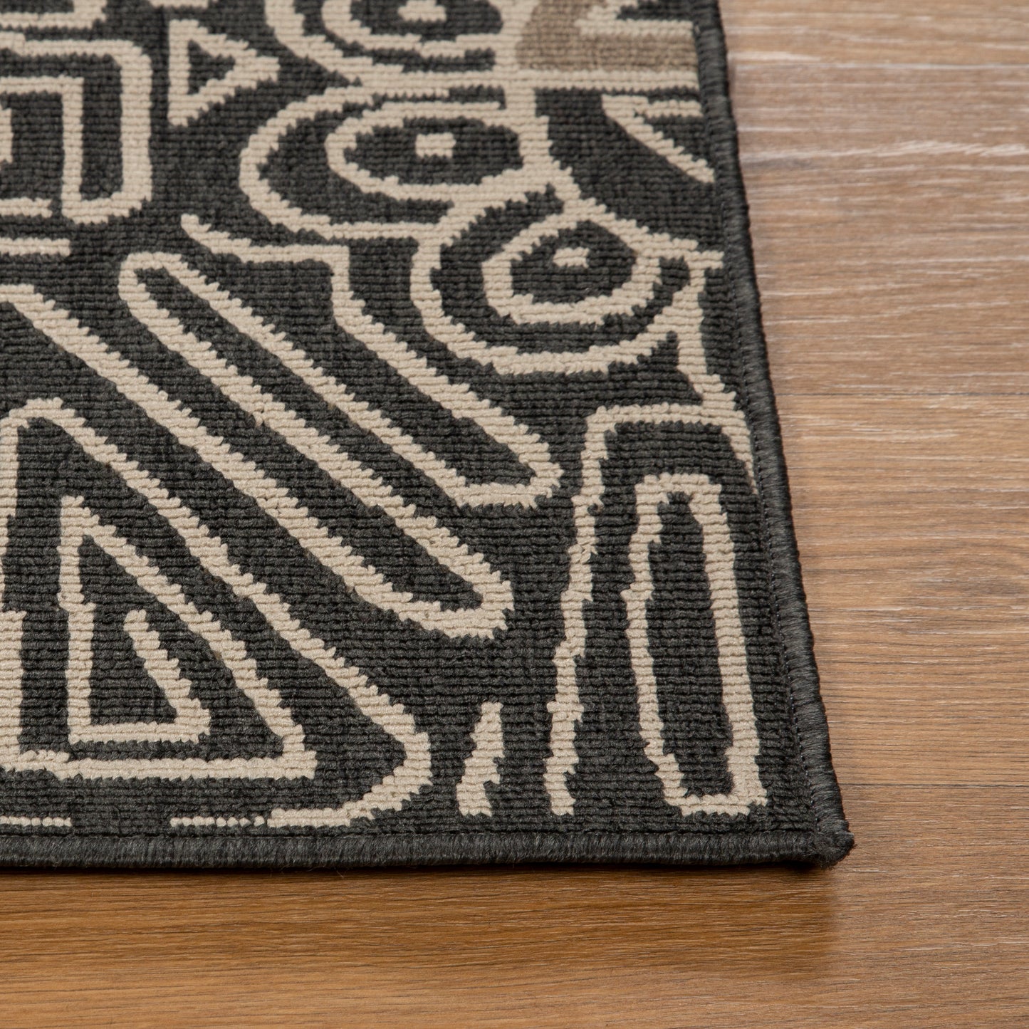 Tribu-82495 Bohemian/Eclectic Power-Loomed Black/Multi Polypropylene Indoor/Outdoor Area Rug - LR Home