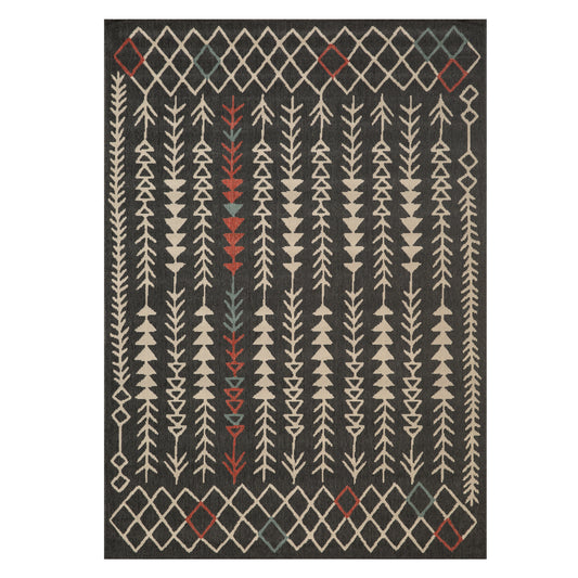 Evette Rios Black/Ivory Southwestern Tribal Polypropylene Indoor/Outdoor Area Rug - Silo view
