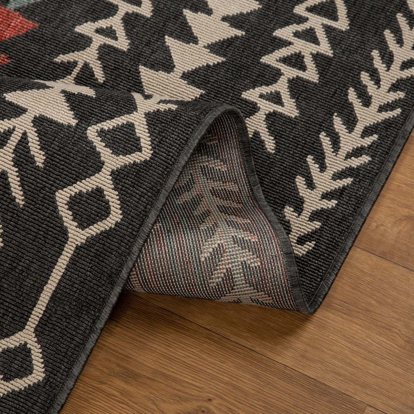 TRIBU-82496 Southwestern Machine Made Black/Ivory Polypropylene Indoor/Outdoor Area Rugs - LR Home
