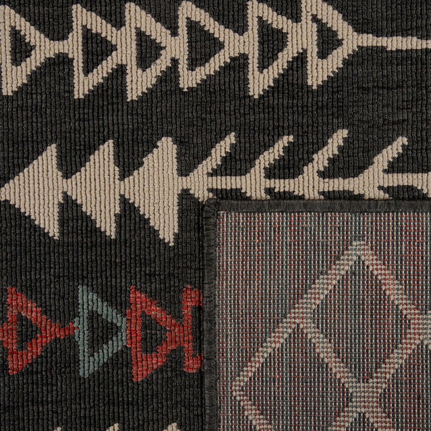 Tribu-82496 Bohemian/Eclectic Power-Loomed Black/Multi Polypropylene Indoor/Outdoor Area Rug - LR Home