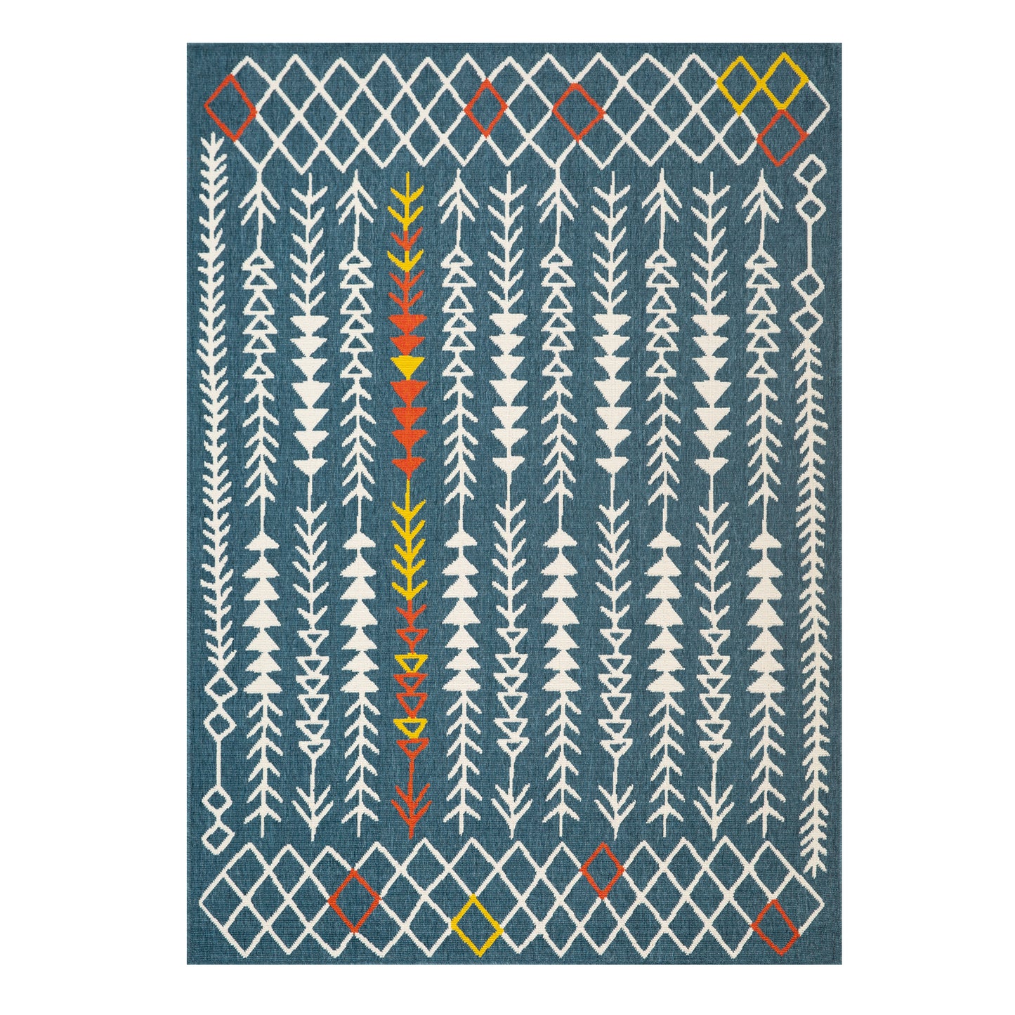 Tribu-82497 Bohemian/Eclectic Power-Loomed Blue/Multi Polypropylene Indoor/Outdoor Area Rug - LR Home