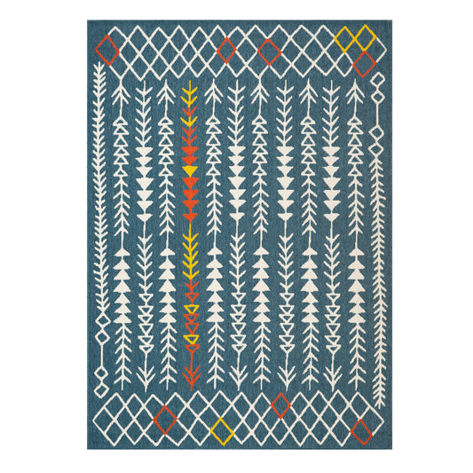 Evette Rios Ivory/Navy Southwestern Tribal Polypropylene Indoor/Outdoor Area Rug - Silo view