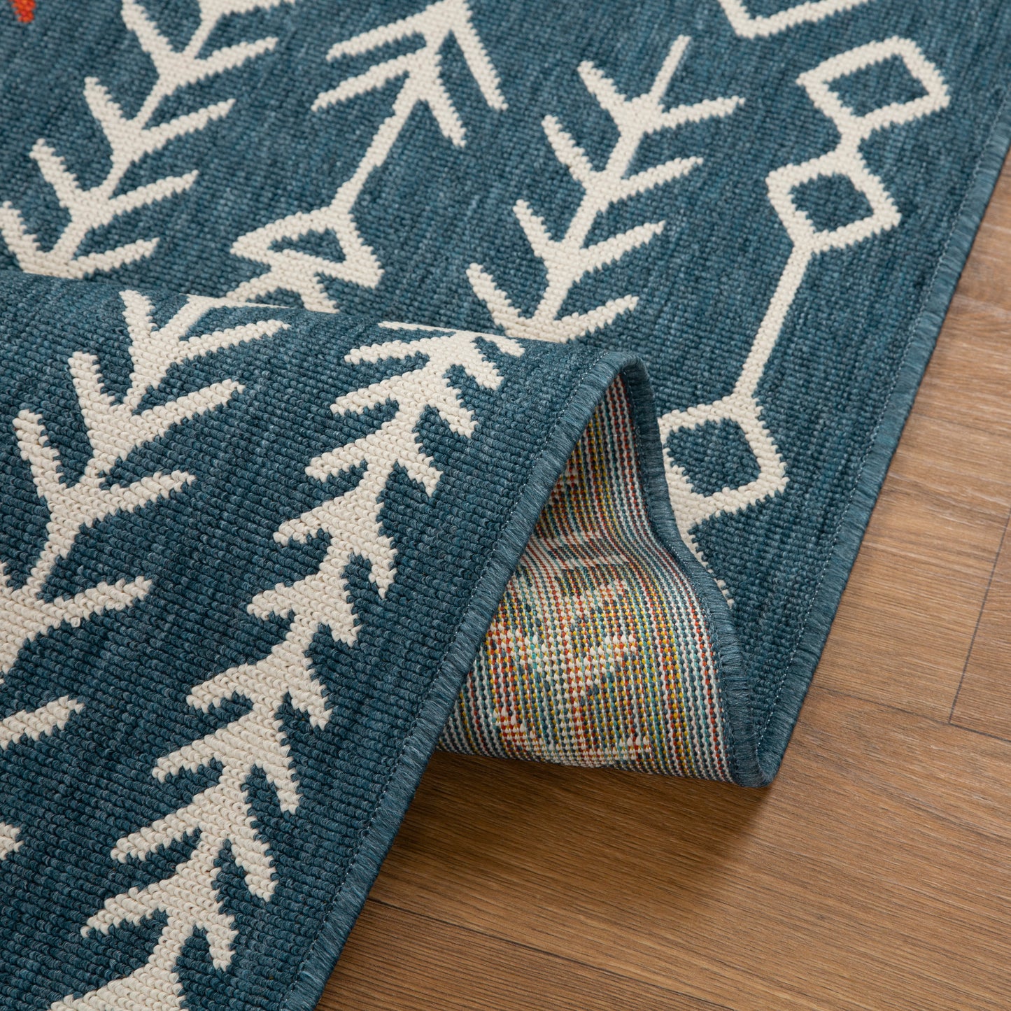 TRIBU-82496 Southwestern Machine Made Ivory/Navy Polypropylene Indoor/Outdoor Area Rugs - LR Home