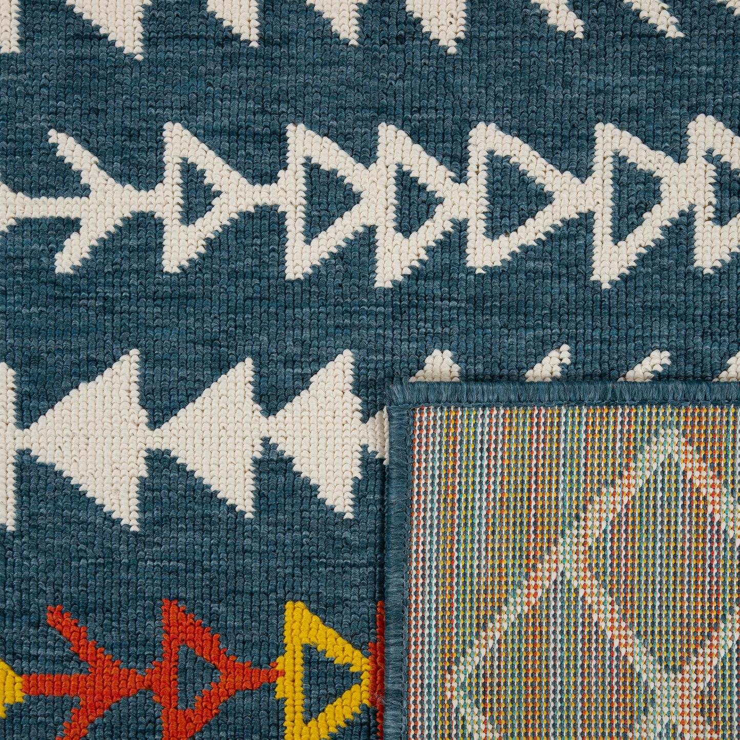 Tribu-82497 Bohemian/Eclectic Power-Loomed Blue/Multi Polypropylene Indoor/Outdoor Area Rug - LR Home