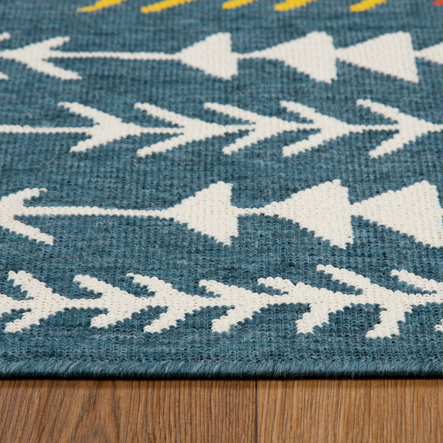 TRIBU-82496 Southwestern Machine Made Ivory/Navy Polypropylene Indoor/Outdoor Area Rugs - LR Home