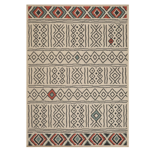 Evette Rios Ivory/Black Southwestern Diamond Polypropylene Indoor/Outdoor Area Rug - Silo view