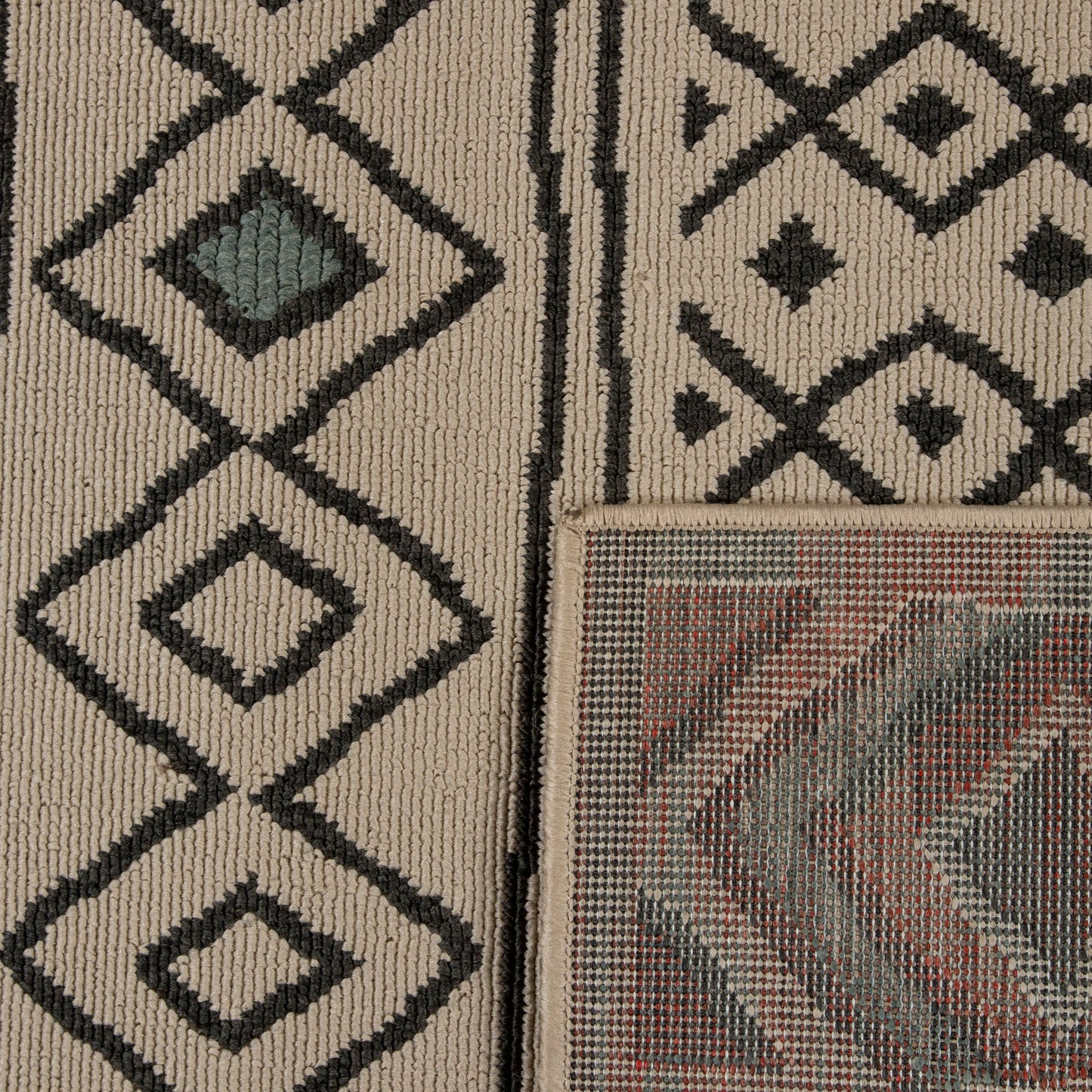 TRIBU-82498 Southwestern Machine Made Ivory/Black Polypropylene Indoor/Outdoor Area Rugs - LR Home