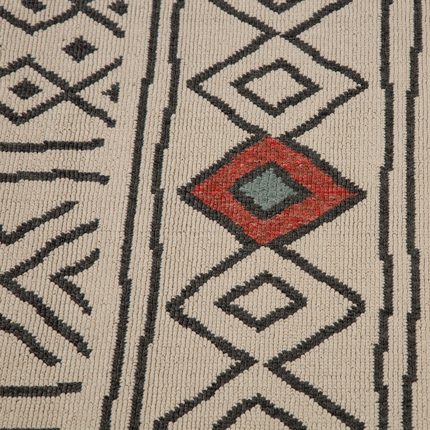TRIBU-82498 Southwestern Machine Made Ivory/Black Polypropylene Indoor/Outdoor Area Rugs - LR Home