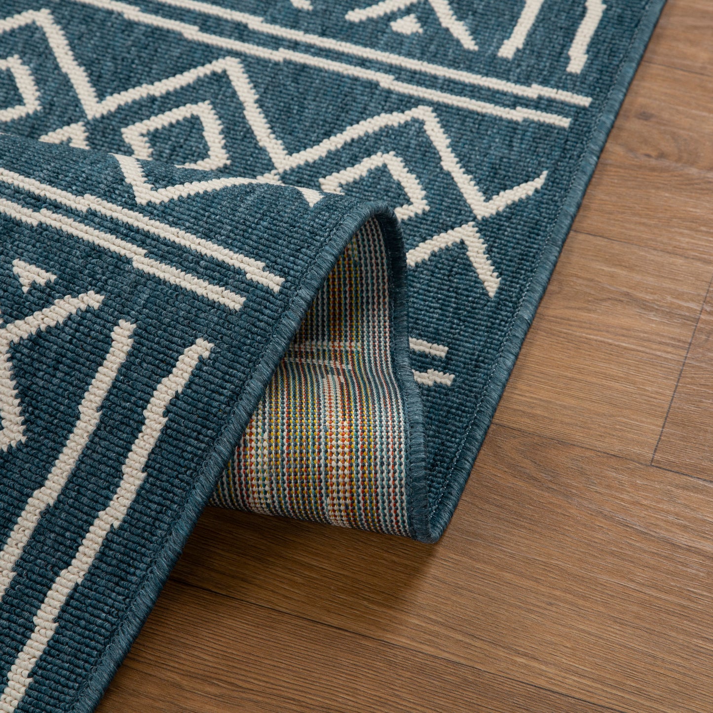 Tribu-82499 Bohemian/Eclectic Power-Loomed Blue/Multi Polypropylene Indoor/Outdoor Area Rug - LR Home
