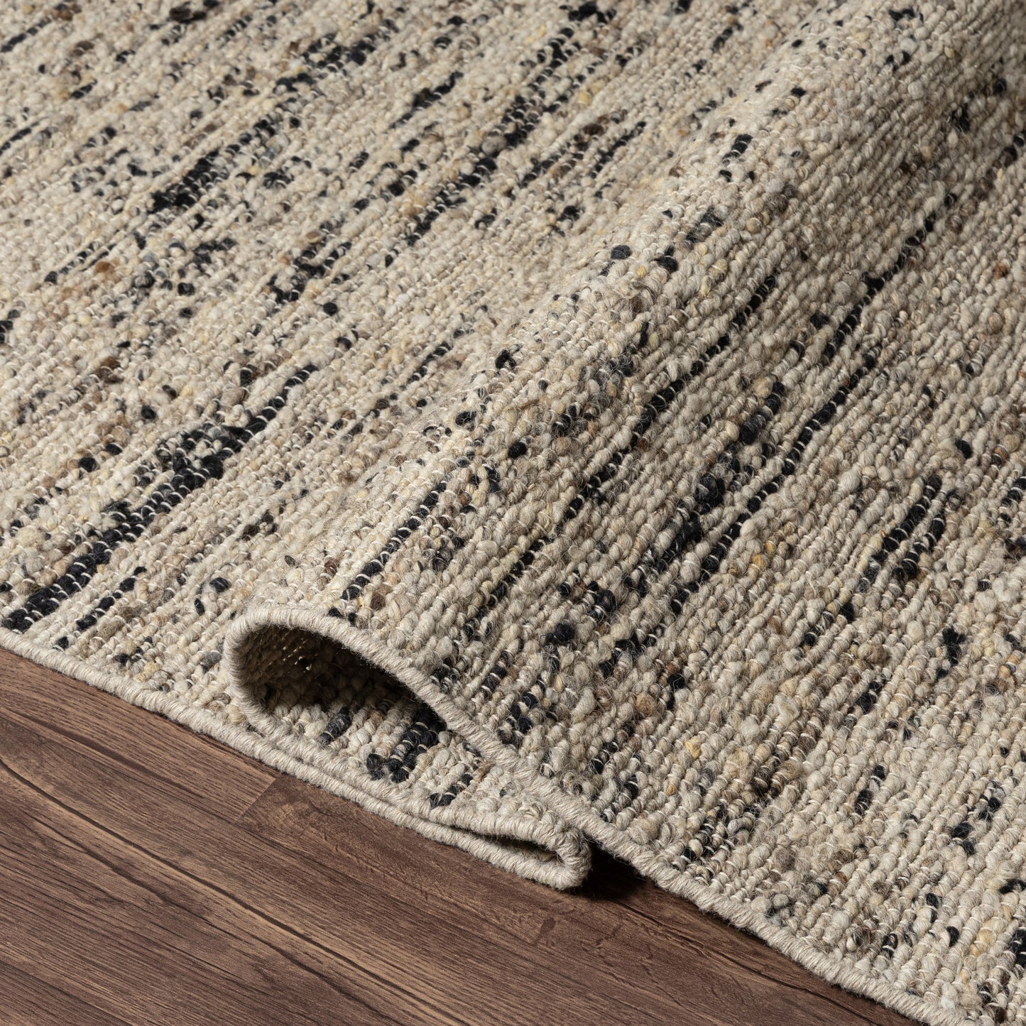 Valour-82873 Farmhouse Hand-Woven Beige/Black Self-Backed Indoor Area Rug - LR Home