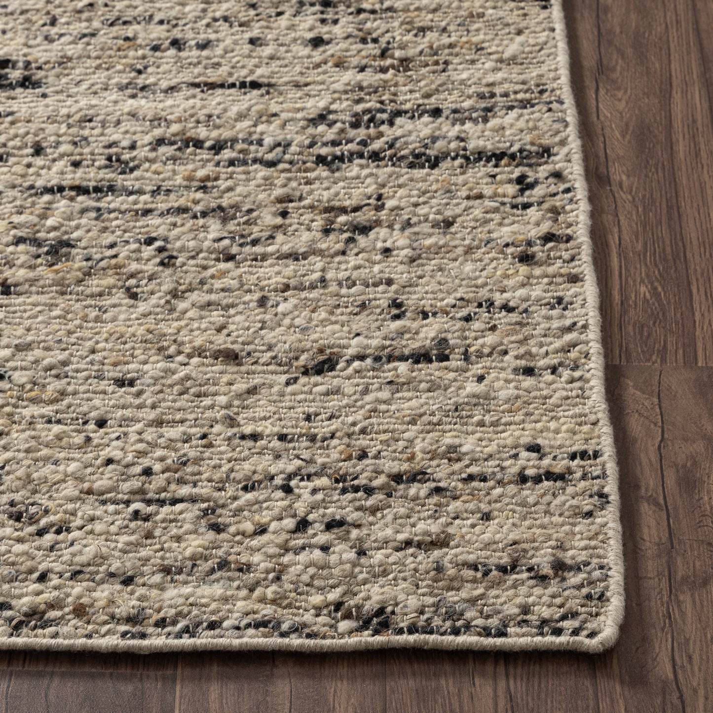 Valour-82873 Farmhouse Hand-Woven Beige/Black Self-Backed Indoor Area Rug - LR Home