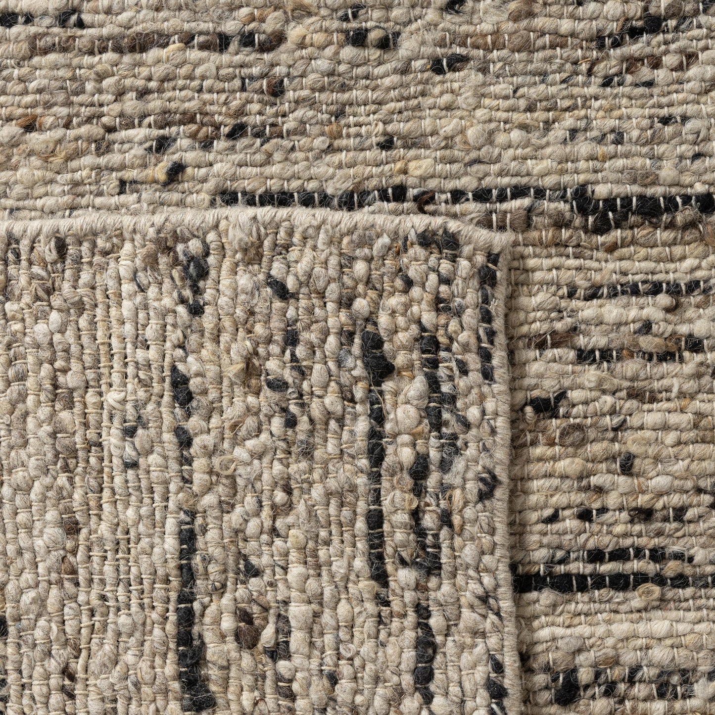 Valour-82873 Farmhouse Hand-Woven Beige/Black Self-Backed Indoor Area Rug - LR Home