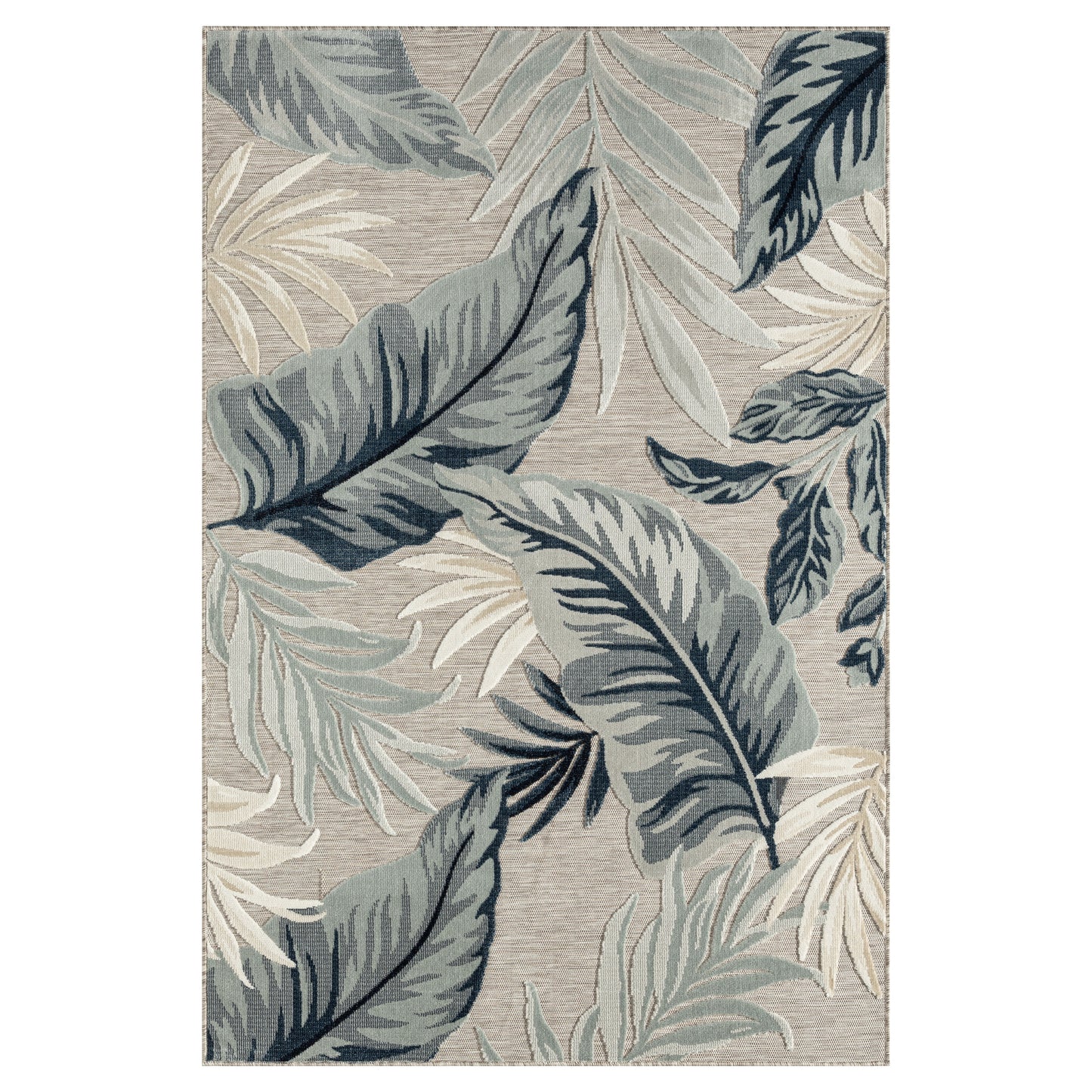VERND-82101 Tropical Machine Made Dark Blue/Gray/Cream Polypropylene Indoor/Outdoor Area Rugs - LR Home