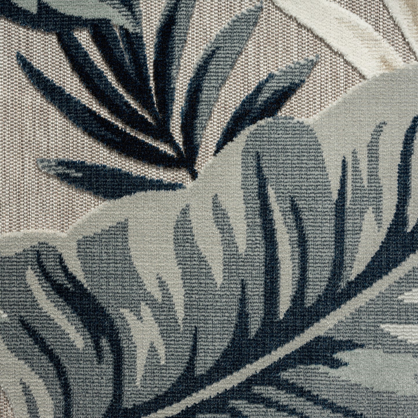 VERND-82101 Tropical Machine Made Dark Blue/Gray/Cream Polypropylene Indoor/Outdoor Area Rugs - LR Home