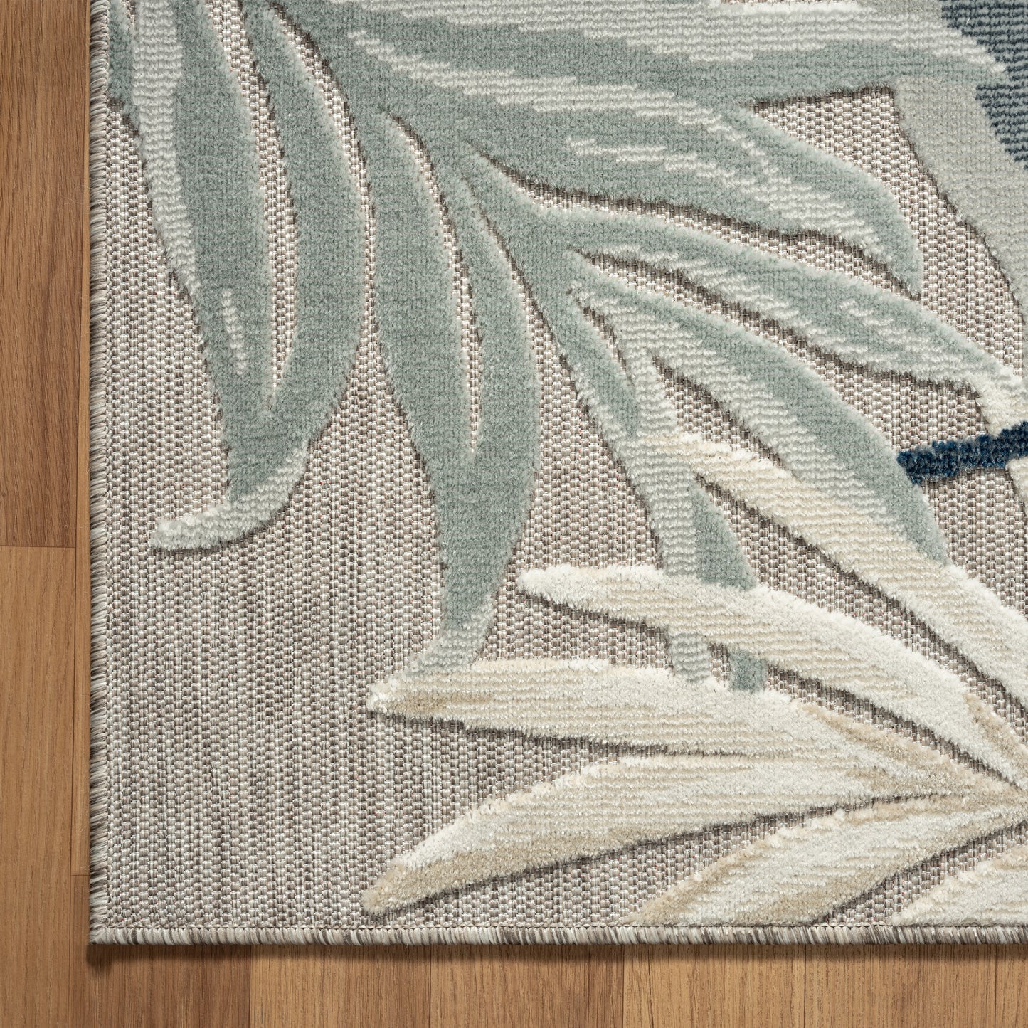VERND-82101 Tropical Machine Made Dark Blue/Gray/Cream Polypropylene Indoor/Outdoor Area Rugs - LR Home