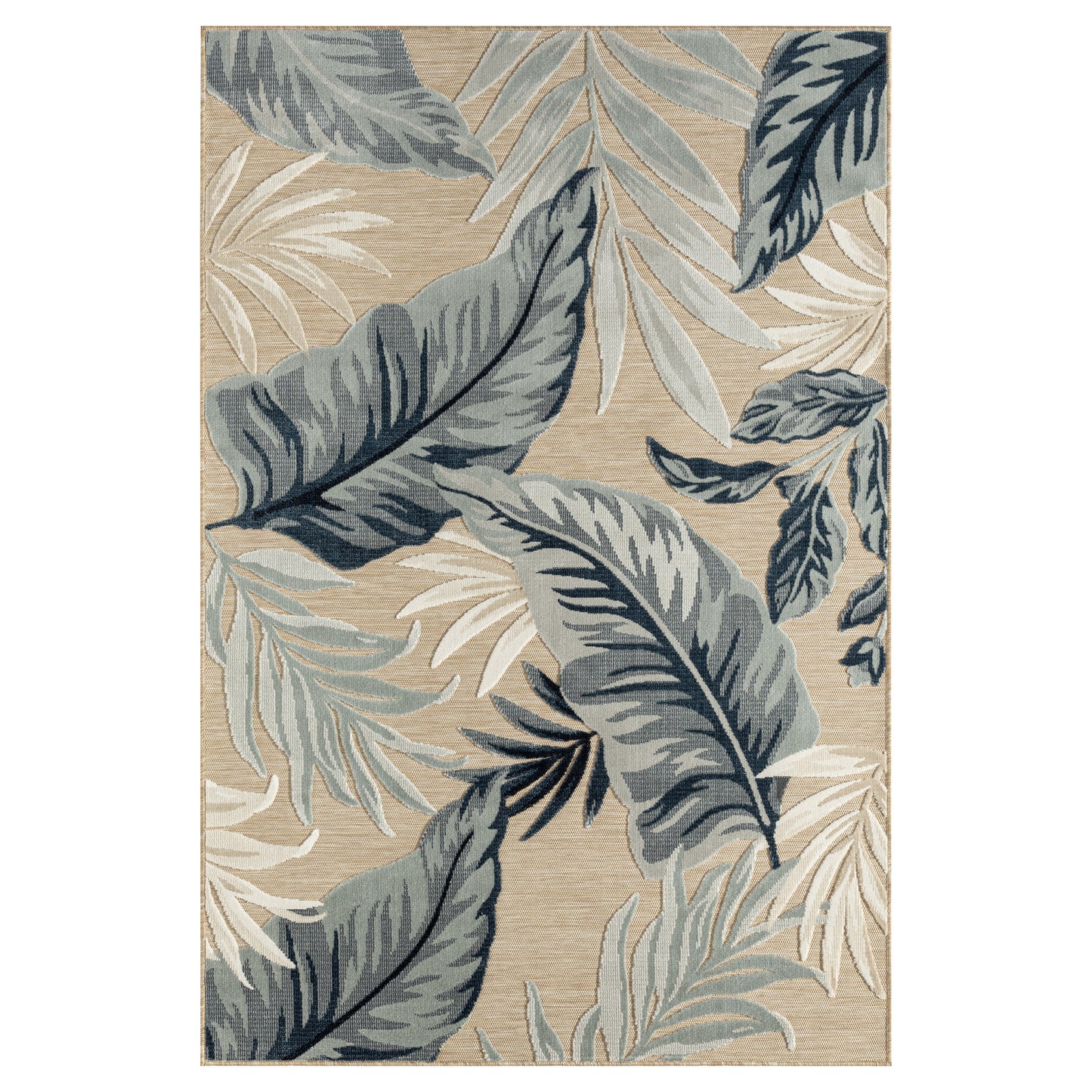 VERND-82101 Tropical Machine Made Navy Blue/Beige/Gray Polypropylene Indoor/Outdoor Area Rugs - LR Home