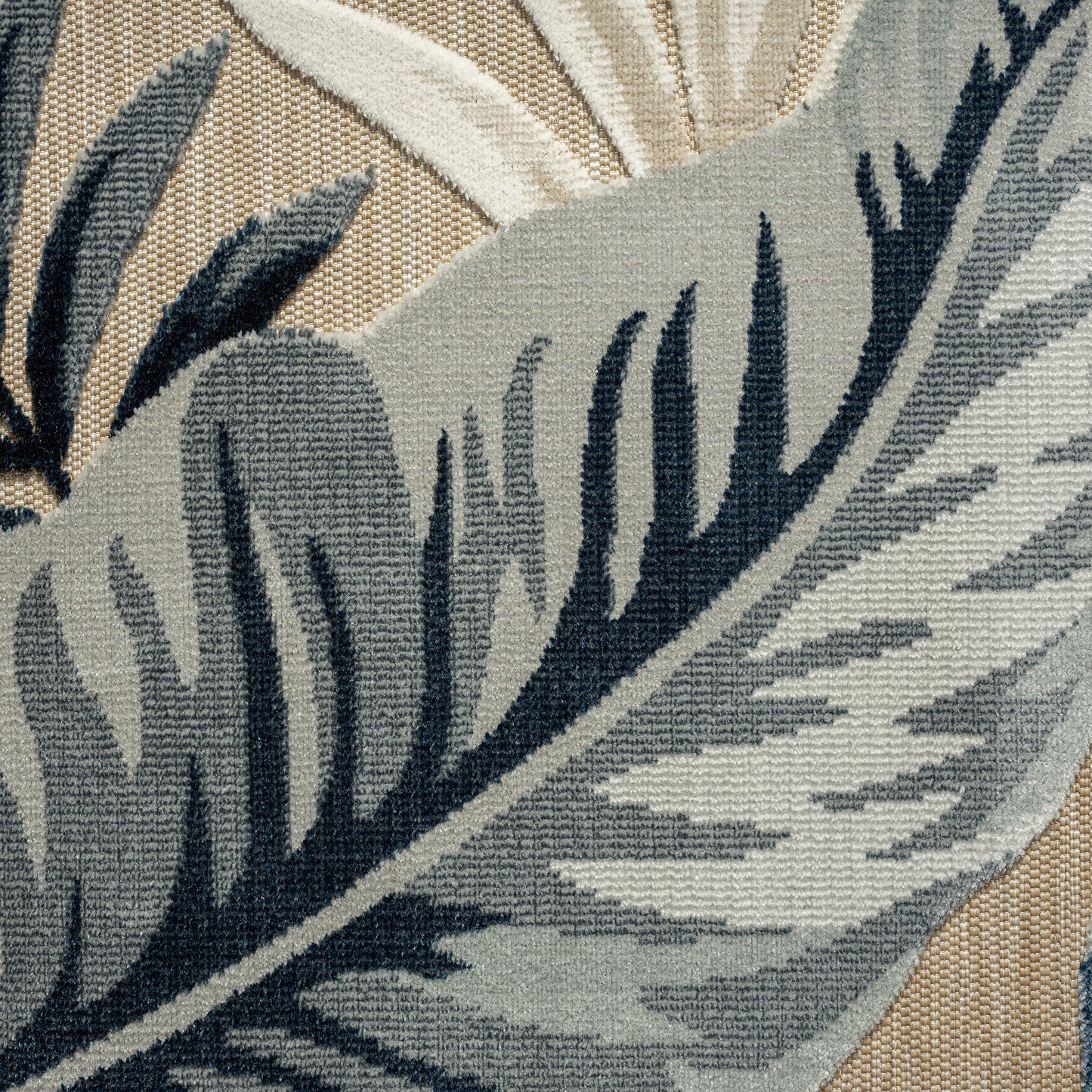 VERND-82101 Tropical Machine Made Navy Blue/Beige/Gray Polypropylene Indoor/Outdoor Area Rugs - LR Home
