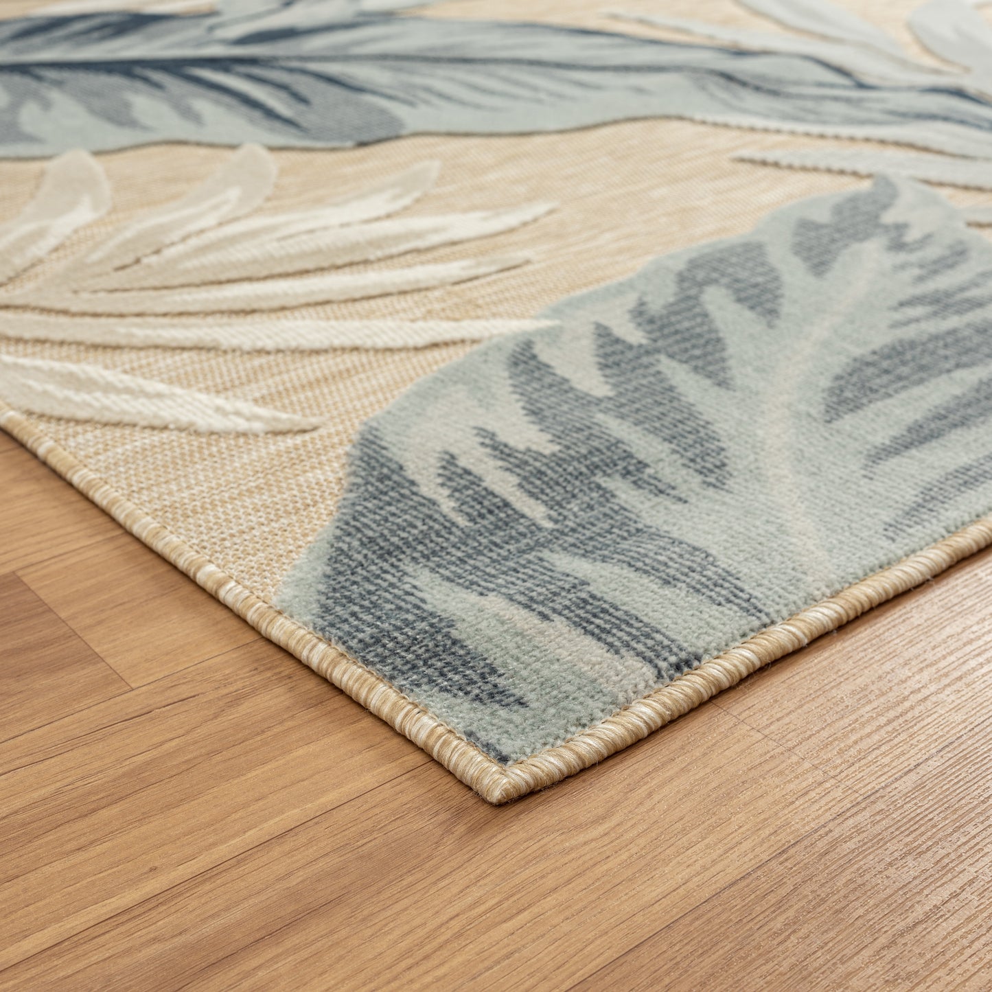 VERND-82101 Tropical Machine Made Navy Blue/Beige/Gray Polypropylene Indoor/Outdoor Area Rugs - LR Home