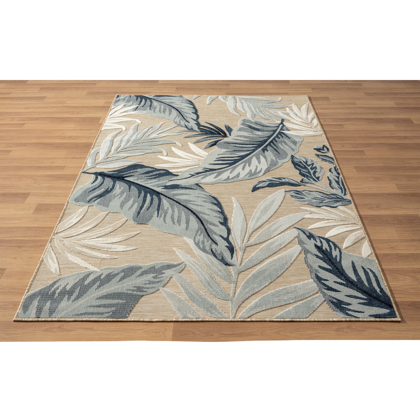 VERND-82101 Tropical Machine Made Navy Blue/Beige/Gray Polypropylene Indoor/Outdoor Area Rugs - LR Home