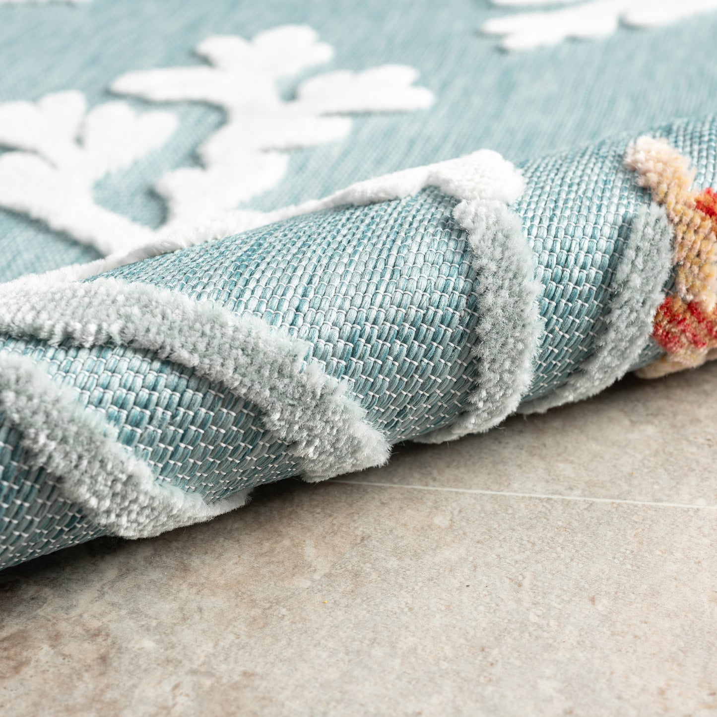 Veranda-82103 Coastal Power-Loomed AquaBlue/Multi Polypropylene Indoor/Outdoor Area Rug - LR Home