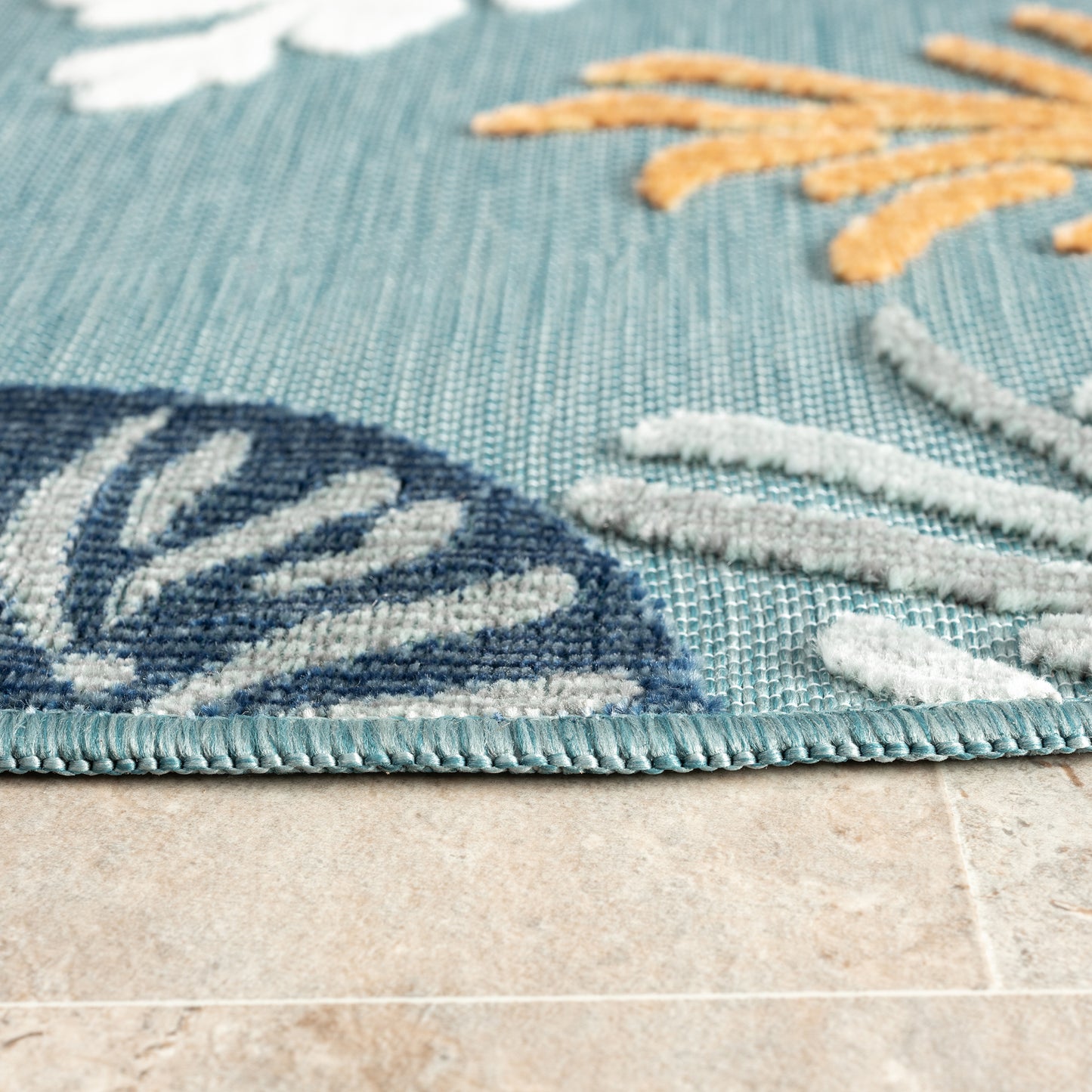VERND-82103 Nautical/Coastal Machine Made Blue/Orange/Navy/White Polypropylene Indoor/Outdoor Area Rugs - LR Home