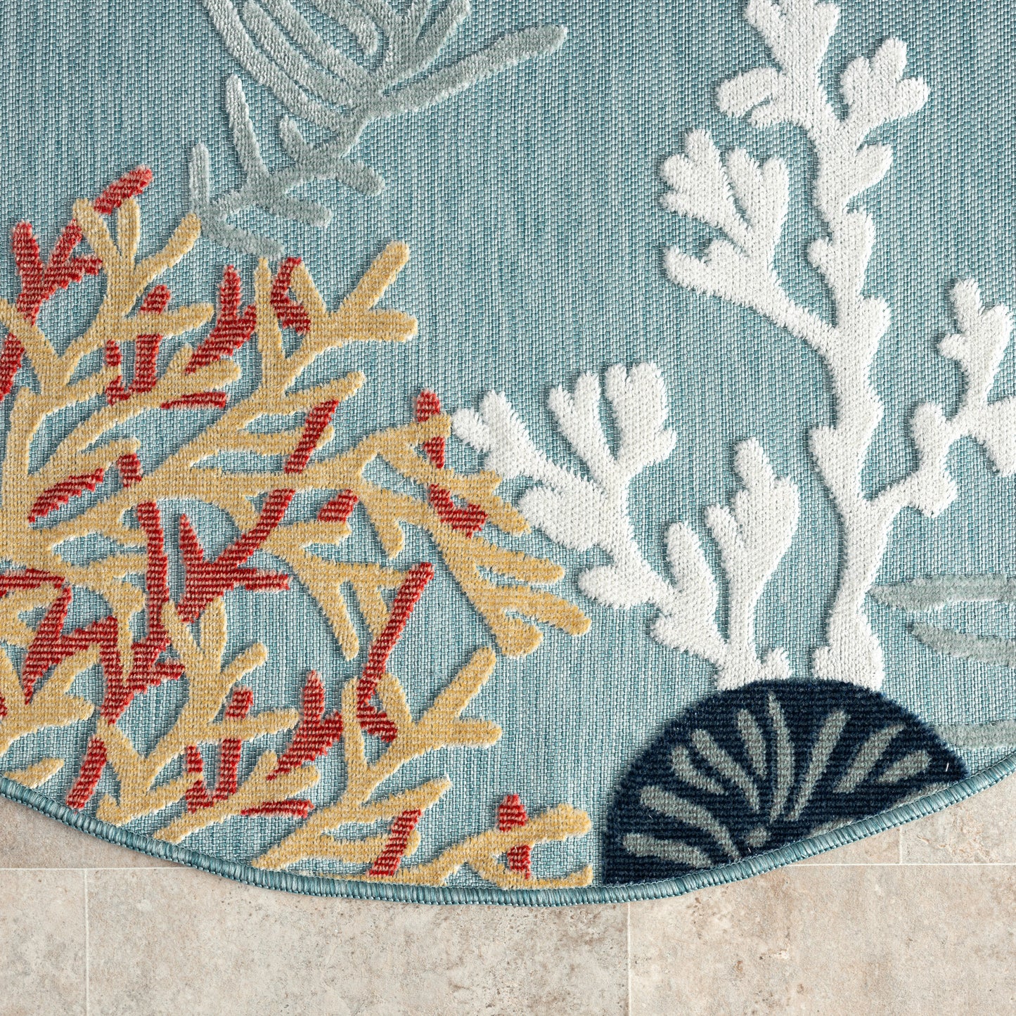 VERND-82103 Nautical/Coastal Machine Made Blue/Orange/Navy/White Polypropylene Indoor/Outdoor Area Rugs - LR Home