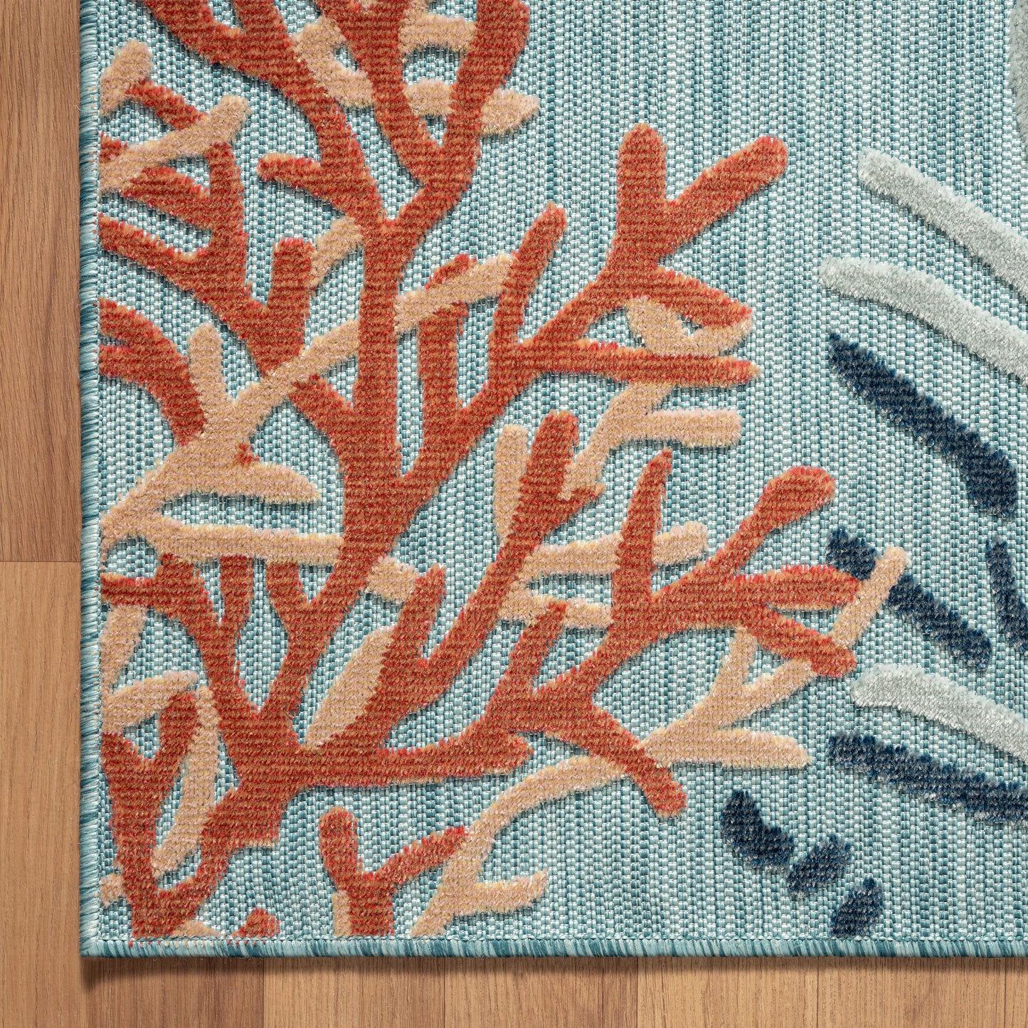 VERND-82103 Nautical/Coastal Machine Made Blue/Orange/Navy/White Polypropylene Indoor/Outdoor Area Rugs - LR Home