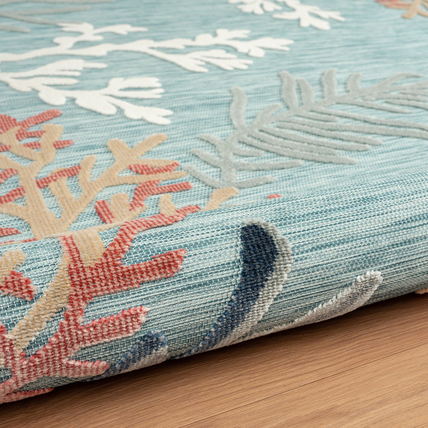 VERND-82103 Nautical/Coastal Machine Made Blue/Orange/Navy/White Polypropylene Indoor/Outdoor Area Rugs - LR Home