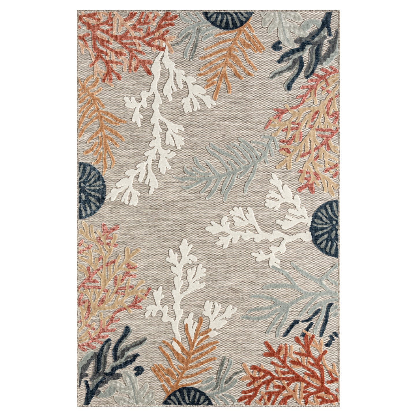 Veranda-82104 Coastal Power-Loomed Beige/Multi Polypropylene Indoor/Outdoor Area Rug - LR Home