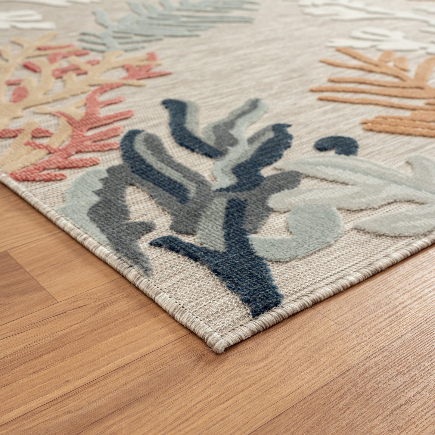 Veranda-82104 Coastal Power-Loomed Beige/Multi Polypropylene Indoor/Outdoor Area Rug - LR Home