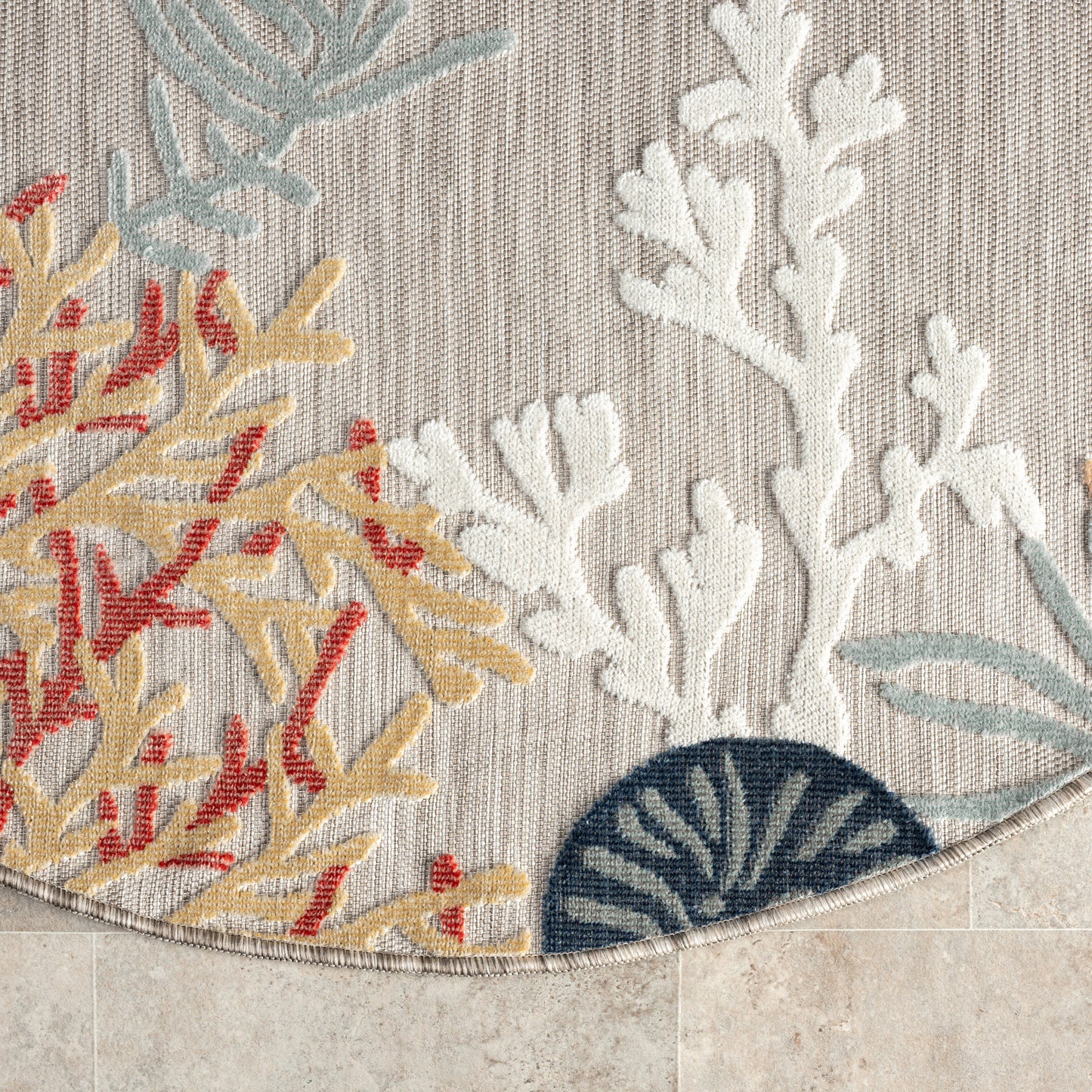Veranda-82104 Coastal Power-Loomed Beige/Multi Polypropylene Indoor/Outdoor Area Rug - LR Home