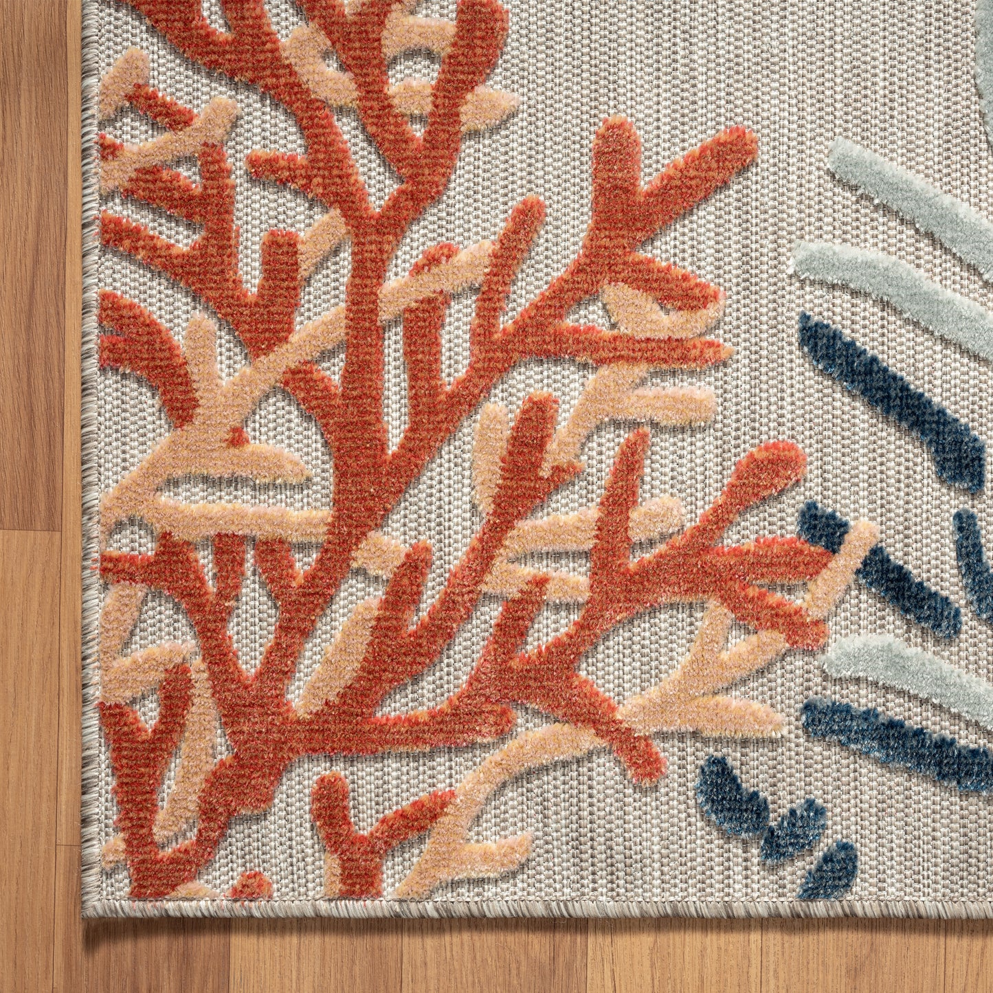 VERND-82103 Nautical/Coastal Machine Made Grey/Beige/Orange/Blue/White Polypropylene Indoor/Outdoor Area Rugs - LR Home