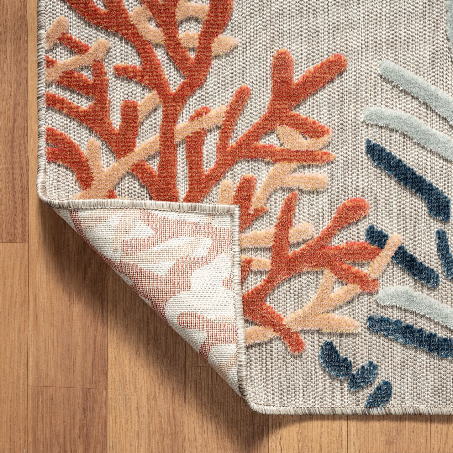 VERND-82103 Nautical/Coastal Machine Made Grey/Beige/Orange/Blue/White Polypropylene Indoor/Outdoor Area Rugs - LR Home