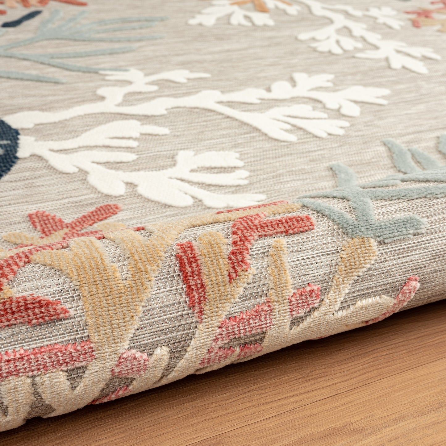 VERND-82103 Nautical/Coastal Machine Made Grey/Beige/Orange/Blue/White Polypropylene Indoor/Outdoor Area Rugs - LR Home