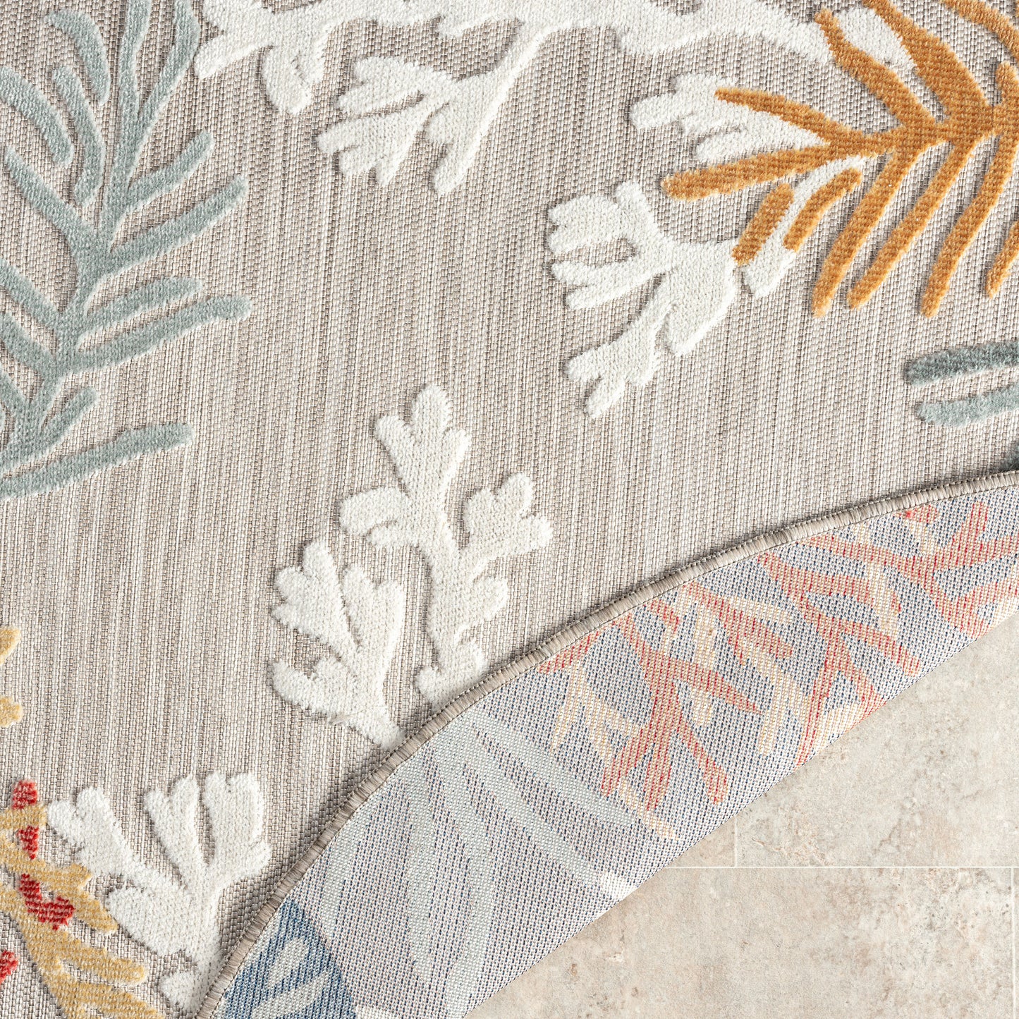 VERND-82103 Nautical/Coastal Machine Made Grey/Beige/Orange/Blue/White Polypropylene Indoor/Outdoor Area Rugs - LR Home