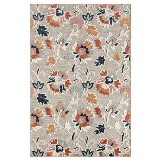 Floral Filigree Hi-Low Multicolored Indoor Outdoor Rug - Silo view