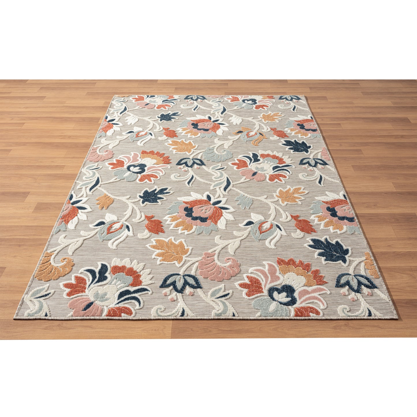 Veranda-82105 Tropical Power-Loomed Beige/Multi Polypropylene Indoor/Outdoor Area Rug - LR Home
